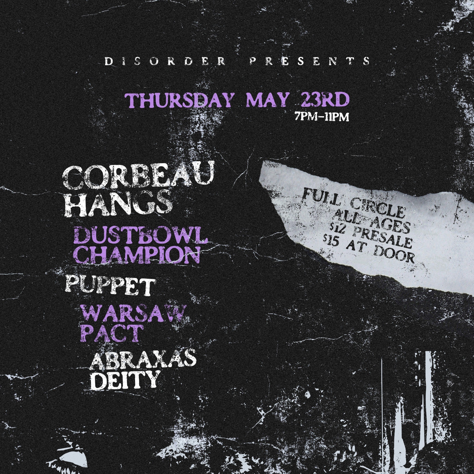 Corbeau Hangs, Dustbowl Champion, Puppet, Warsaw Pact, Abraxas Deity ...